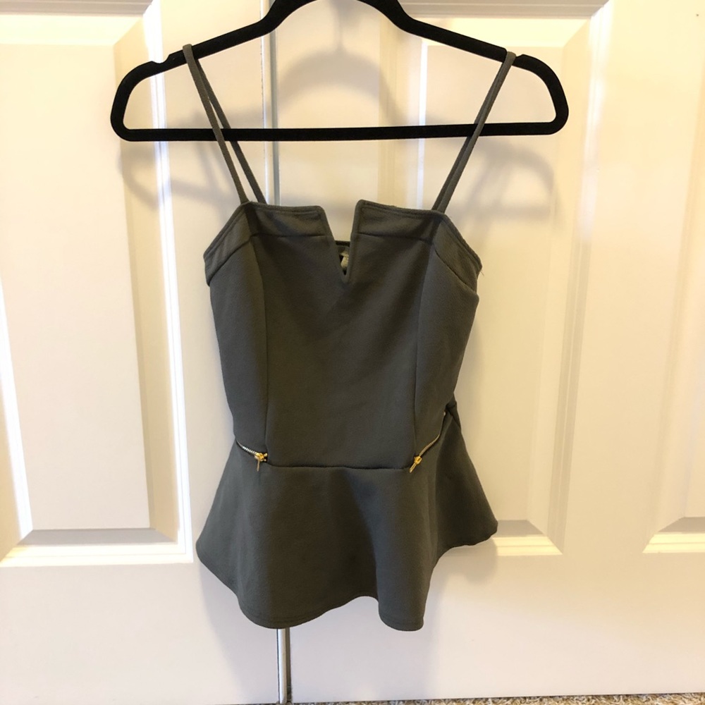 Charlotte Russe army green fit and flare tank top